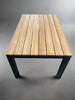 Teak dining table frontslide extension closed view