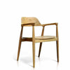 front view teak dining chair with higher arms