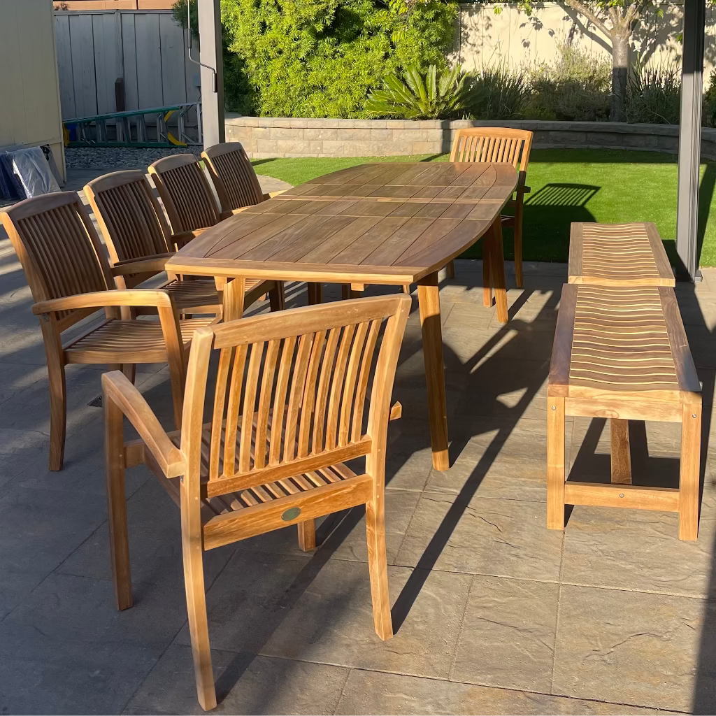 4 feet Teak Outdoor Patio Backless Waiting Bench Wave