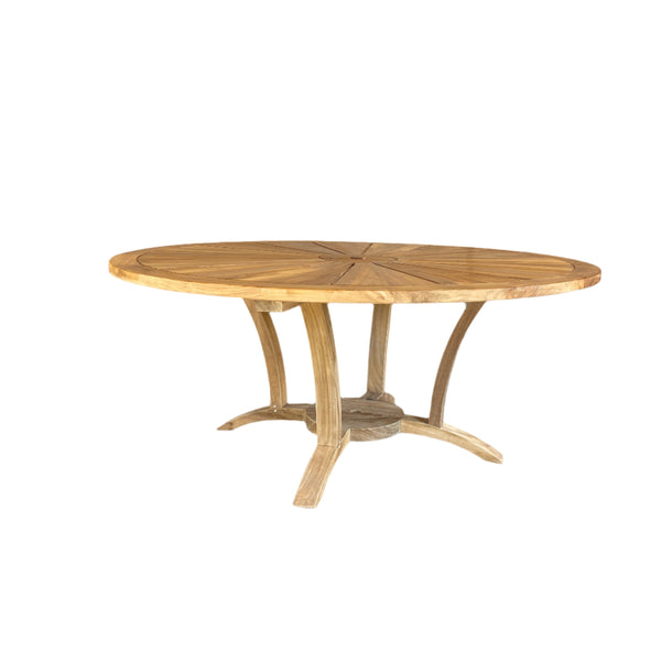 6ft teak round table with umbrella hole and sturdy base