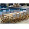 Rivera folding arm armless chair set with frontslide extension teak steel dining table