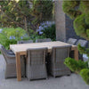 teak square table wicker dining chairs outdoor dining set 