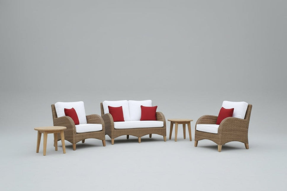 Teak & Wicker Deep Seat Lounge Set – Amara | 5 Pc with Tables