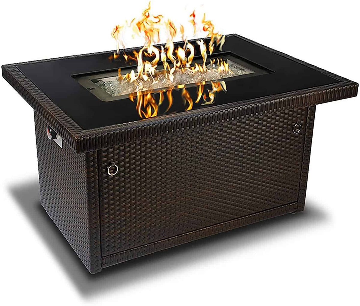 fire-pit-outland-rectangular-401-series with arctic glass stones