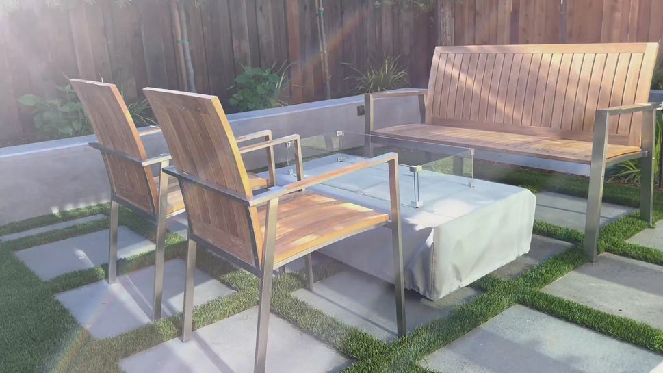5 feet Teak-Steel Outdoor Patio Bench Alzette