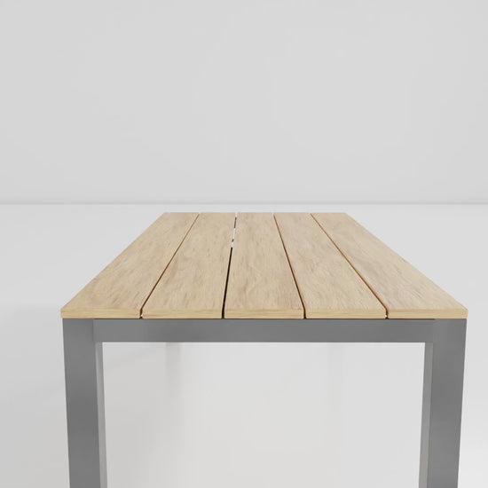 91 inch Teak-Steel Outdoor Front slide Extension Rectangular Table  Signature