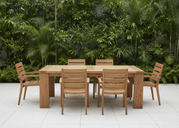 84 inch Recycled Teak Dining Table - Unique Design