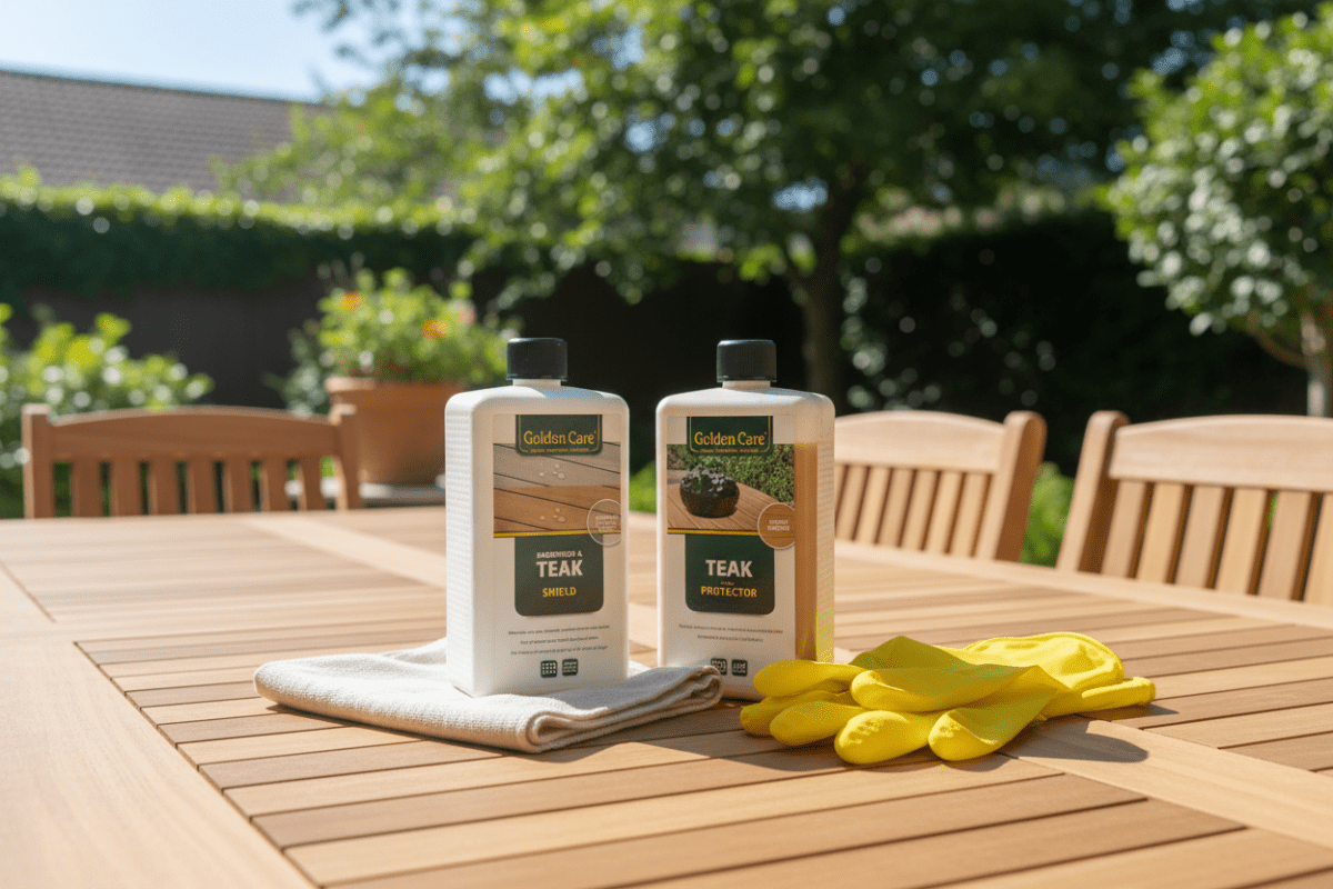 Teak Care Lifestyle with Rag & Gloves