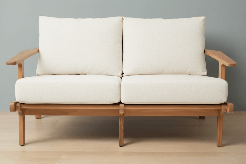 Mid Century Modern Teak Patio Loveseat Lounge Seat – Rogan