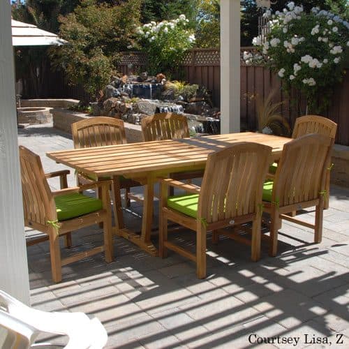Teak Patio Rectangular Dining Table Set, Teak Outdoor Patio Dining Set