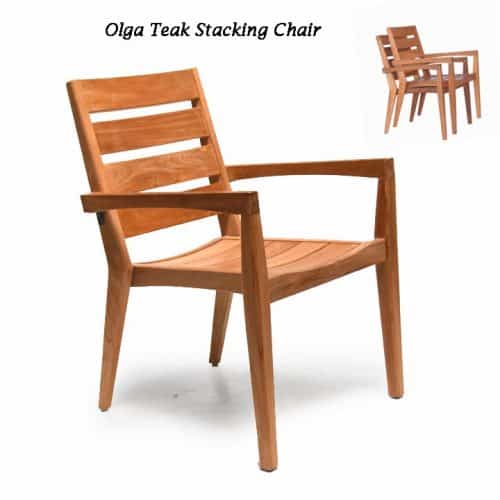 Olga teak outdoor stacking chair