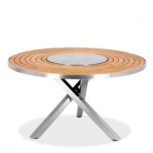 Signature stainless steel teak outdoor round table