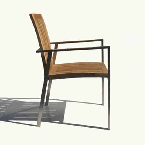 Teak steel outdoor stacking chair