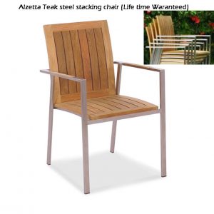 Patio steel teak dining chair