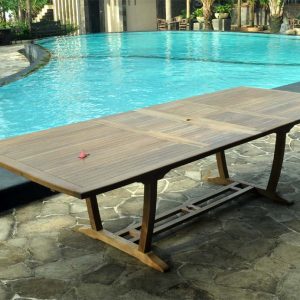 Teak double extension dining table