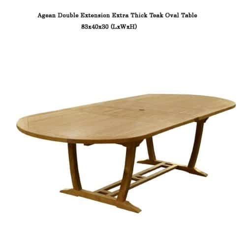 Teak double extension oval table