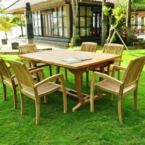 Teak rectangle table in dining set