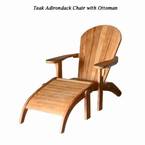 Teak adirondack chair with ottoman