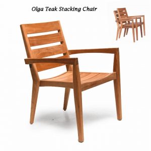 Mid-century teak outdoor stacking chair