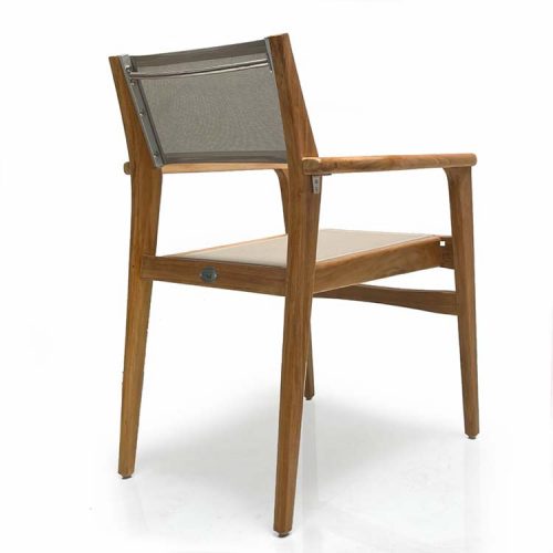 Teak sling outdoor stacking chair