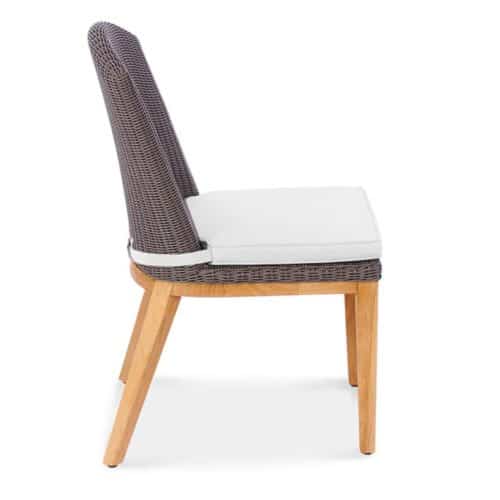 Modern teak wicker patio side chair