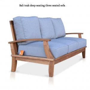 Teak outdoor deep seating lounge sofa