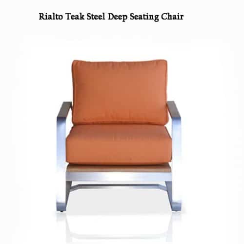 Teak steel deep seating outdoor chair