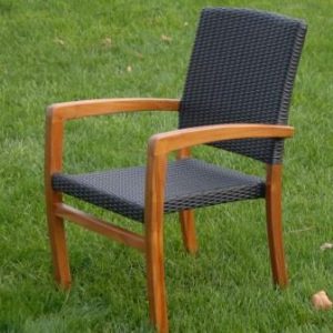 Teak-wicker stacking chair