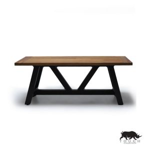 Outdoor-teak-metal-beam-dining-table