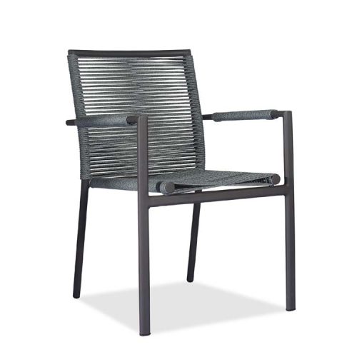 Aluminum black outdoor chair with rope weaving