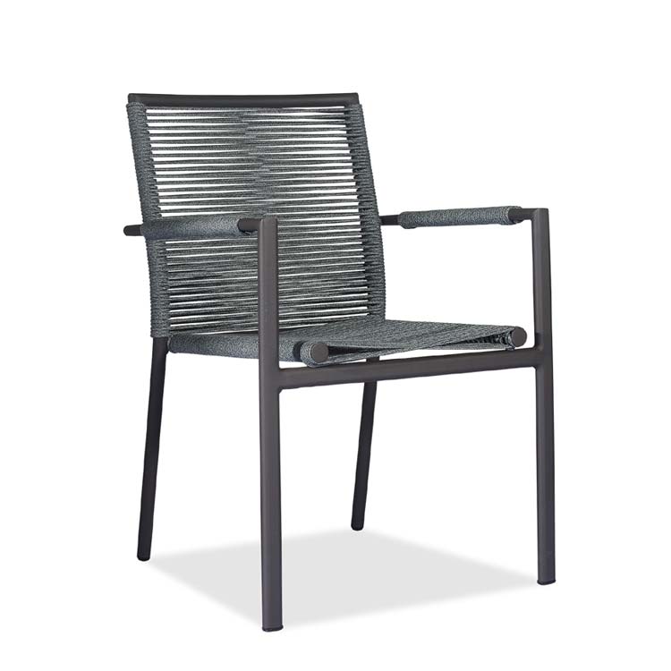 Outdoor Aluminum Rope Arm Chair Black- Ruby - Teak Patio Furniture | Teak  Outdoor Furniture | Teak Garden Furniture
