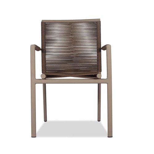 Aluminum taupe outdoor chair with rope weaving