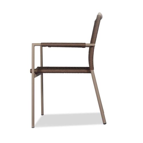 Aluminum taupe outdoor chair with rope weaving