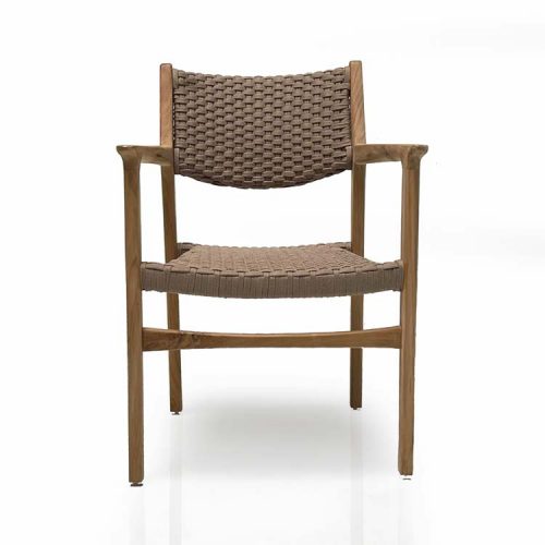 Patio chair made with teak wood and weaved with rope