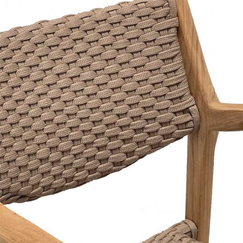 Patio chair made with teak wood and weaved with rope