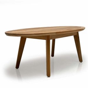 Modern oval teak outdoor coffee table