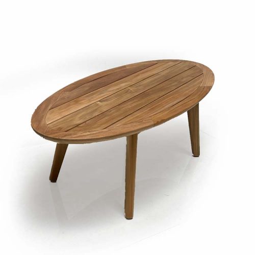 Modern oval teak outdoor coffee table