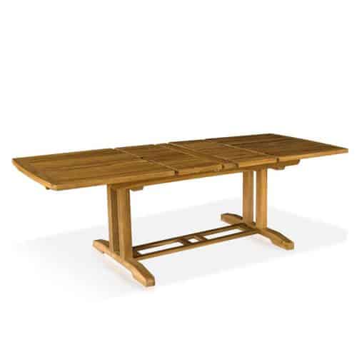 Teak double extension dining table for patio