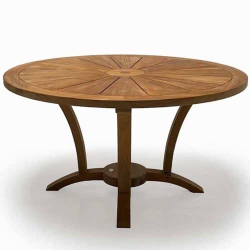 Heavy built teak round outdoor table