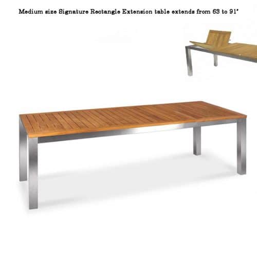 Teak stainless steel outdoor rectangle extension table