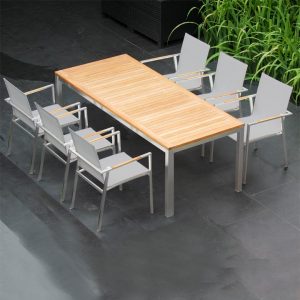 Teak steel outdoor extension table